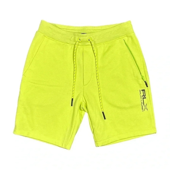 RLX Ralph  Lauren Magic Fleece Neon Yellow Sweat Shorts Mens Small - Picture 1 of 11